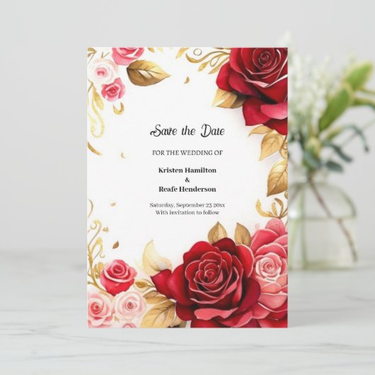 Minimalistische Blumenhochzeit speichert die Datum Save The Date (Stehend Vorderseite)