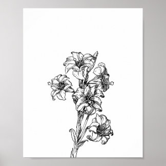 Minimalistische Blumenillustration Florale Kunst Poster