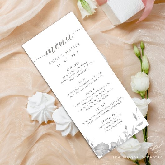 Minimalistische Blumenkarte Menükarte