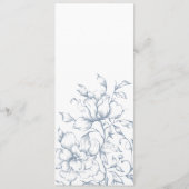 Minimalistische Blumenkarte mit blauer Platzkarte Menükarte (Rückseite)