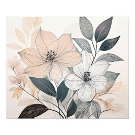 Minimalistische Blumenlinie Fotodruck