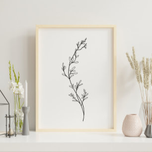 Minimalistische Blumenlinie Poster