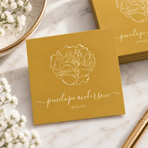 Minimalistische Blumenlinien-Kunst-Typografie Ocke Quadratische Visitenkarte