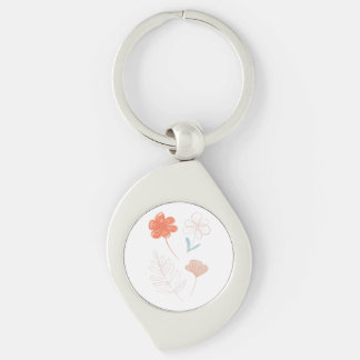 Minimalistische Blumenliniengrafik Schlüsselanhänger