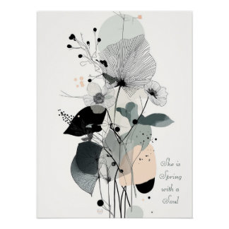 Minimalistische Blumenmauer Art Drucken 1 Poster