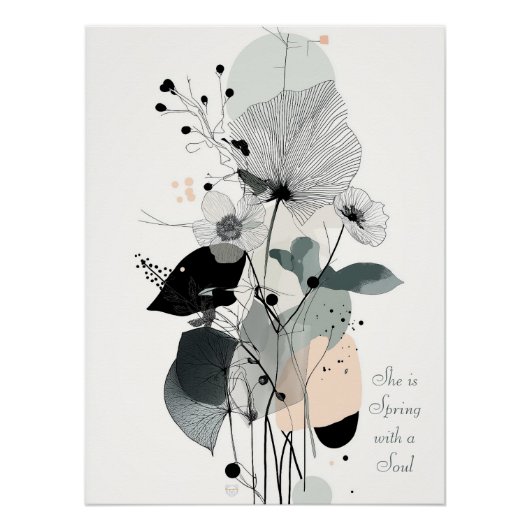 Minimalistische Blumenmauer Art Drucken 1 Poster (Vorderseite)