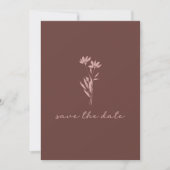 Minimalistische Blumenschrift Rustikales braunes F Save The Date (Vorderseite)
