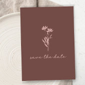Minimalistische Blumenschrift Rustikales braunes F Save The Date
