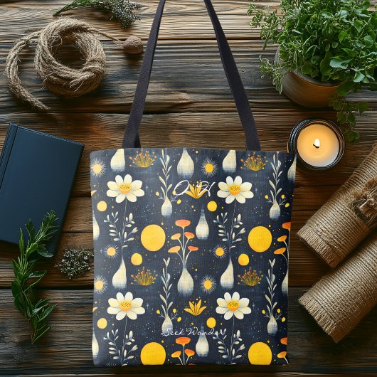 Minimalistische Blumensonne Wellness Totbeutel Tasche