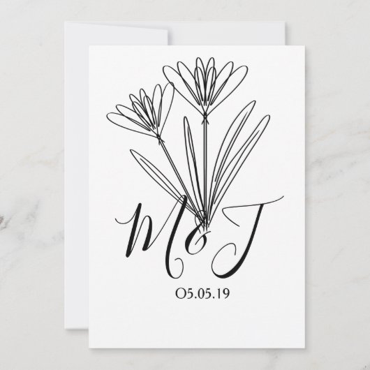 Minimalistische Blumenstrauß Art Botany Wedding Einladung (Rückseite)
