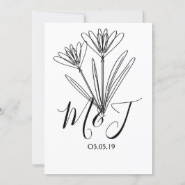 Minimalistische Blumenstrauß Art Botany Wedding Einladung