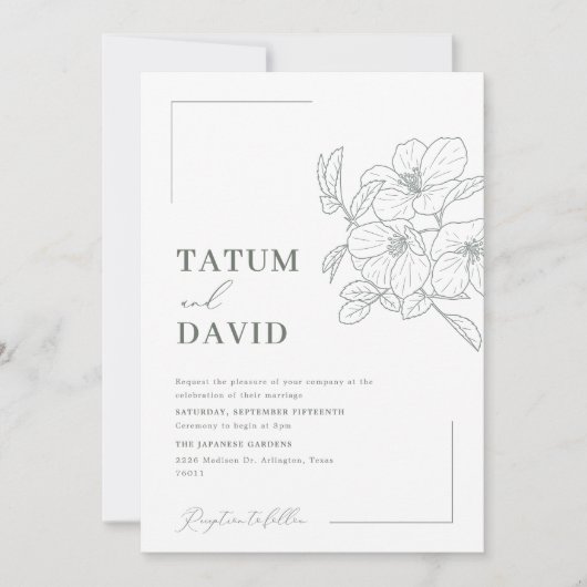 Minimalistische Blumenstrauß Kunst Einladung (Vorderseite)