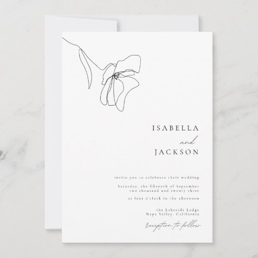 Minimalistische Blumenstrauß Kunst Einladung (Vorderseite)