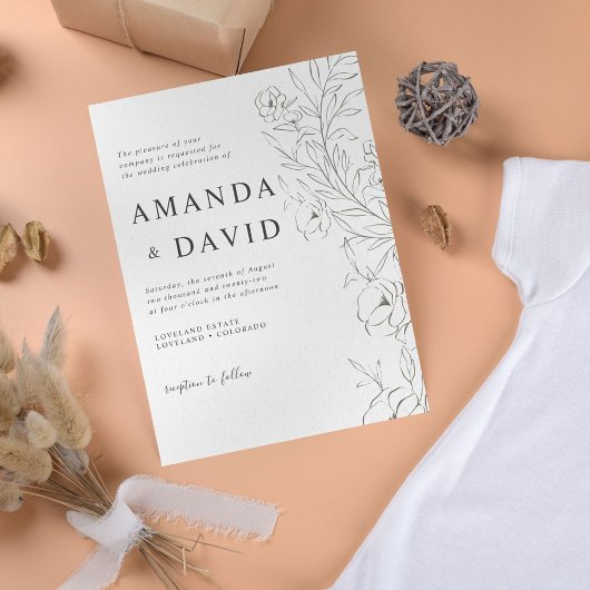 Minimalistische Blumenstrauß Kunst Einladung