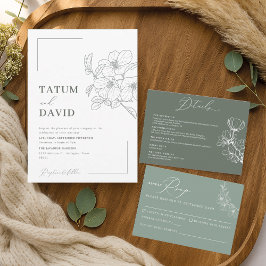 Minimalistische Blumenstrauß Kunst Einladung