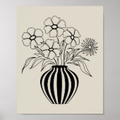 Minimalistische Blumenstrauß-Kunst Zeichnend neutr Poster (Vorne)