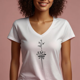 "Minimalistische Blumenstrauß-Linie" Elegantes Des T-Shirt