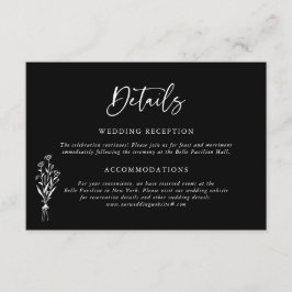 Minimalistische Blumenstrauß Schwarze Hochzeit Det Begleitkarte