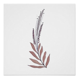 Minimalistische Blumenwandkunst in sanften und Pfl Poster