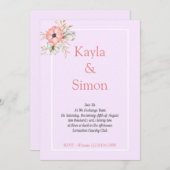 Minimalistische Blumenwasserfarbe Lila Hochzeit Einladung (Vorne/Hinten)