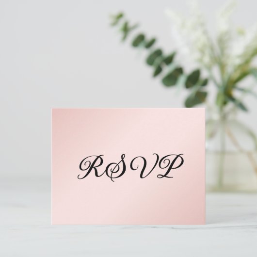 Minimalistische Blush and Black Wedding RSVP Postk Einladungspostkarte (Stehend Vorderseite)
