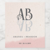 Minimalistische Blush & Bold Script Monogram Weddi Weinetikett (Einzelnes Label)