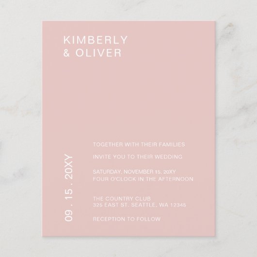 Minimalistische Blush-Einladung (Vorderseite)