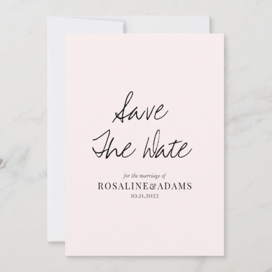 Minimalistische Blush Pink Typografy Wedding Save The Date (Vorderseite)