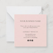 Minimalistische Blush Small Business dank Karte (Rückseite)