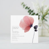 Minimalistische Blush Wasserfarbe Mohnhochzeit Einladung (Stehend Vorderseite)