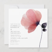Minimalistische Blush Wasserfarbe Mohnhochzeit Einladung (Vorderseite)