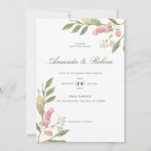 Minimalistische Blush Wasserfarbenhochzeit Einladung (Vorderseite)
