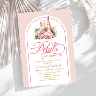 Minimalistische Blüten und Prosecco Brautparty-Kar Einladung