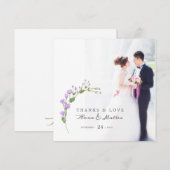 Minimalistische Blütenhochzeit Dankeskarte (Vorne/Hinten)