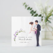 Minimalistische Blütenhochzeit Dankeskarte (Stehend Vorderseite)