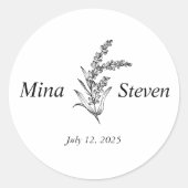 Minimalistische Blütenhochzeit Runder Aufkleber (Vorderseite)