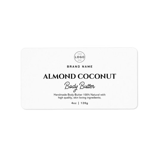 Minimalistische Body Butter Kosmetische JAR Logo-P Adressaufkleber (Vorne)