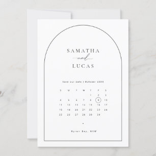 Minimalistische Bogen-Kalender-Save-the-Date-Einla Einladung