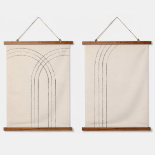 Minimalistische Bögen Wandteppich Mit Holzrahmen