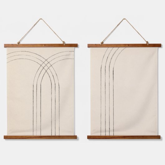 Minimalistische Bögen Wandteppich Mit Holzrahmen (Doppelt)