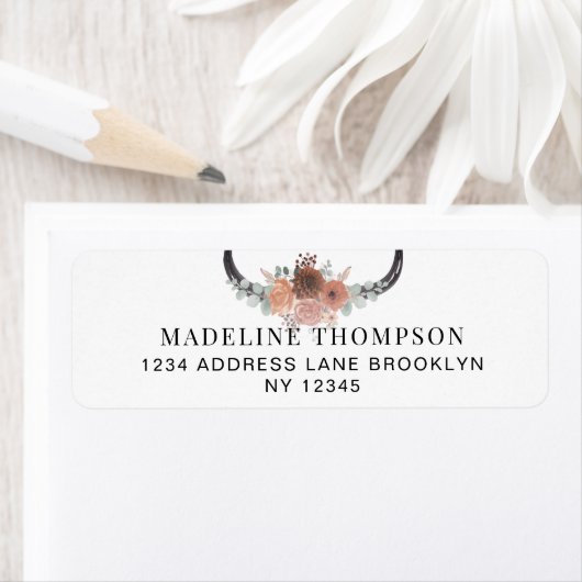 Minimalistische Bohemische Blumenbull-Schädeladres (Insitu)