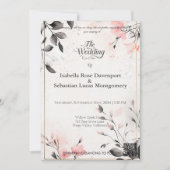 Minimalistische Bohemische Blush Pink & Charcoole  Einladung (Vorderseite)