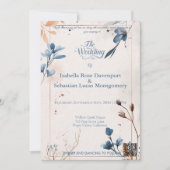 Minimalistische Bohemische Hochzeit von Dusty Blue Einladung (Vorderseite)