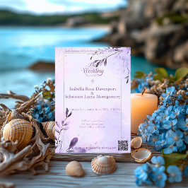 Minimalistische Bohemische Lavendel & Silberhochze Einladung