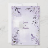 Minimalistische Bohemische Lavendel & Silberhochze Einladung (Rückseite)