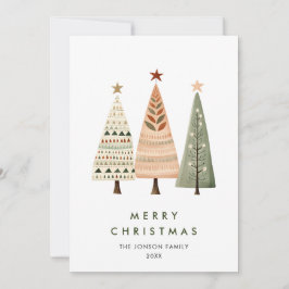 Minimalistische Bohemische Pine Tree Weihnachtsgrü Feiertagskarte