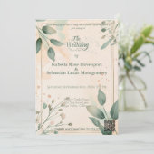 Minimalistische Bohemische Sage Green & Rose Hochz Einladung (Stehend Vorderseite)