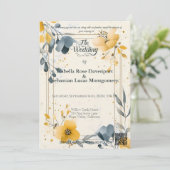 Minimalistische Bohemische Senf-Hochzeit Einladung (Stehend Vorderseite)