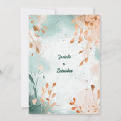 Minimalistische Bohemische Smaragd- und Rose-Gold- Einladung (Rückseite)