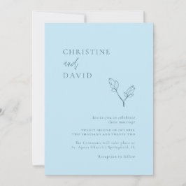 Minimalistische Bohemische Soft Blue Hochzeit Einladung